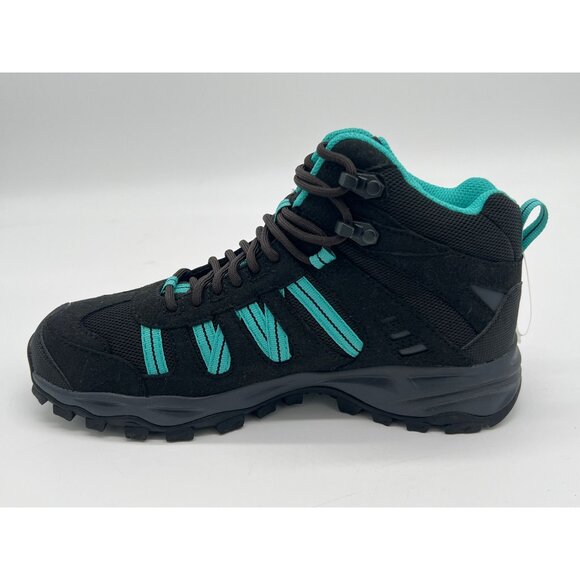 The North Face Womens Size 7 single Waterproof Hiking Boot Black/Turquoise Suede - Picture 5 of 8